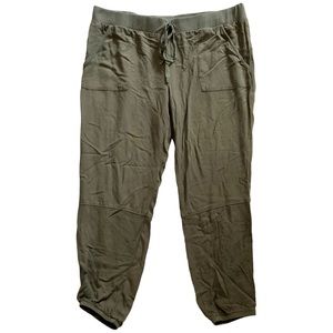 Socialite Women’s Mid-Rise Cropped Drawstring Joggers, Olive Green Size Large